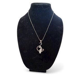 Elegant Silver Cat Pendant Necklace EUC